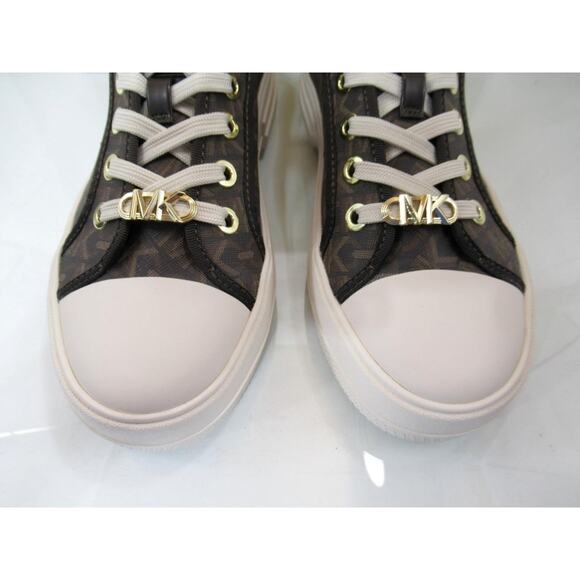 Women's Michael Kors Size 8 Evy Lace Up Empire Signature Logo Sneakers Brown - Picture 5 of 10
